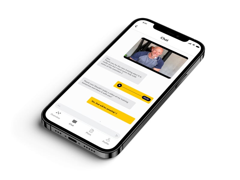 A mockup of the coaching app showcasing the features.